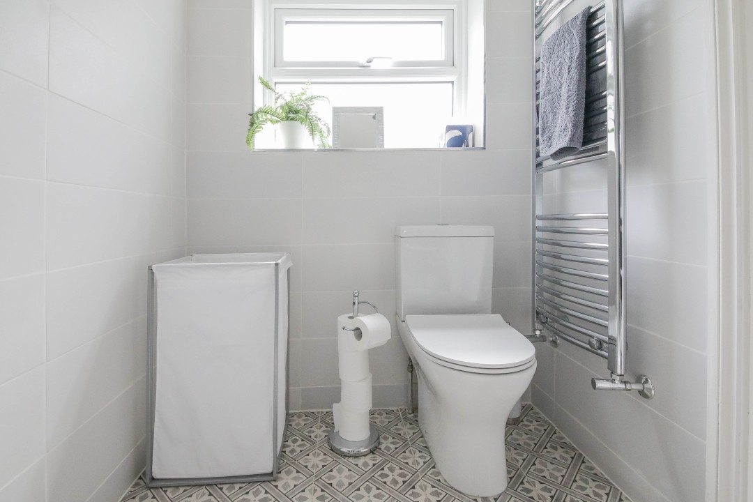 downstaris bathroom with walk-in shower, wWC & basin - furlong place